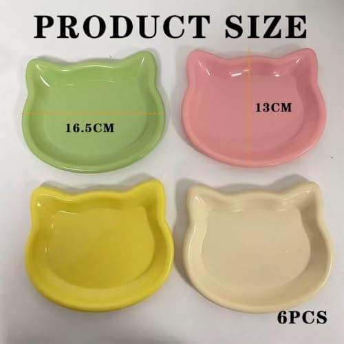Cat Bowls, 6 Pack Shallow Non-Slip Feeding Dishes for Cats — view 2