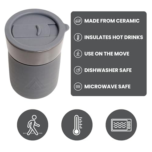 Carry Space Grey Ceramic Coffee Cup Insulated Thermal Silicone Lid 350ml — view 5
