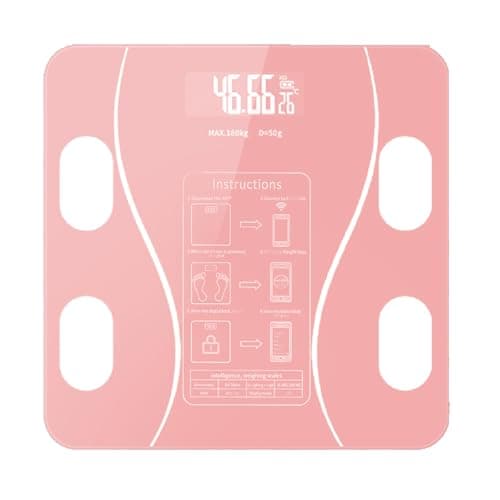 Smart Body Fat Scale Rechargeable,Body Composition Monitor with App,Pink