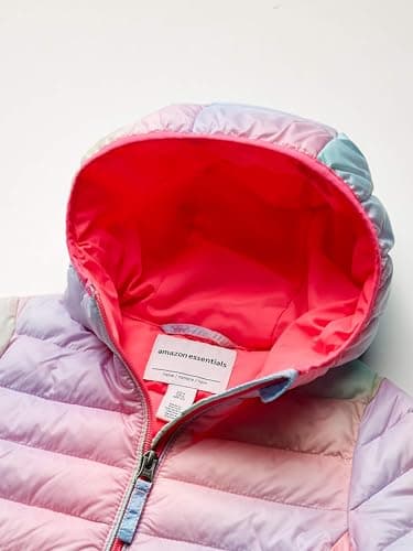 Amazon Essentials Girls' Lightweight Water-Resistant Packable Hooded Puffer Jacket, Pink Ombre, 4 Years — view 3