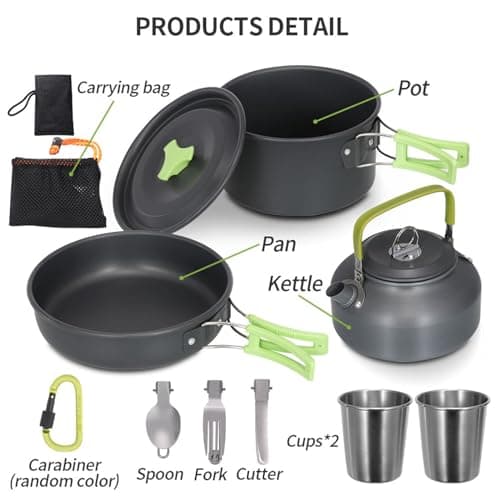 Lixada Camping Cookware Kit, Portable 2-3 People Camping Cooking Set Lightweight Non-Stick Camping Pot and Pan Set with Cups Spoon Fork Cutter for Outdoor Travel Camping Hiking Picnic BBQ — view 5