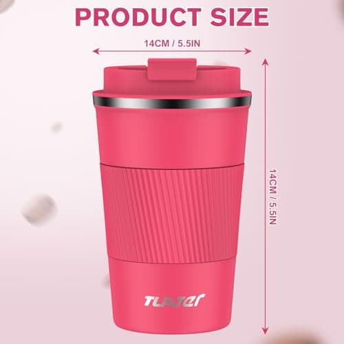 Travel Mug, 380ml Insulated Coffee Cup Travel Mug with Leakproof Lids - Double Walled Vacuum Stainless Steel Travel Coffee Mug for Hot & Cold Drinks, Water and Tea — view 3