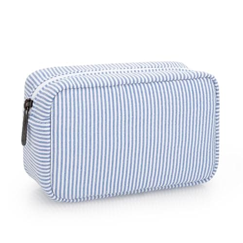 JINSI Travel Makeup Bag for Women Stripe Cosmetic Organizer Toiletry Bag