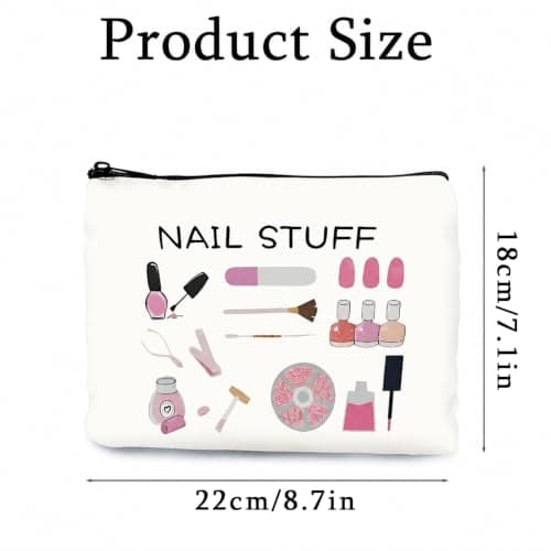 1PCS Nail Polish Organiser Bag Canvas Large Capacity 9x7in Portable Storage Case for Women Girls Manicurist DIY Travel Nail Accessories (White) — view 5