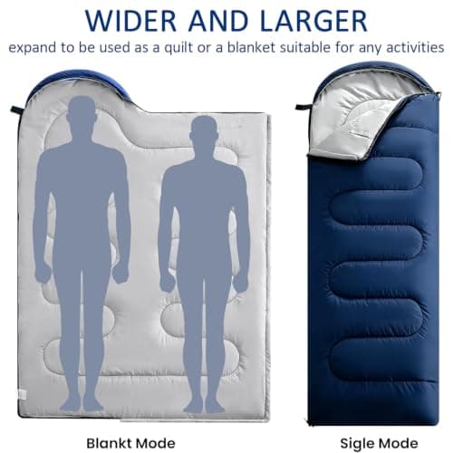 Sleeping Bag for Adults & Kids, 3-4 Season Sleeping Bags With Compact Bag — view 3