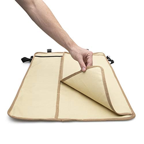OUTSTANDER Chefs Knife Roll Bag with 11 Slots, Heavy Duty 16OZ Waxed Canvas Knives Case for Camping, Waterproof Storage Tool Wrap for Equipment of Chef, Comes with Shoulder Strap (Beige) — view 6