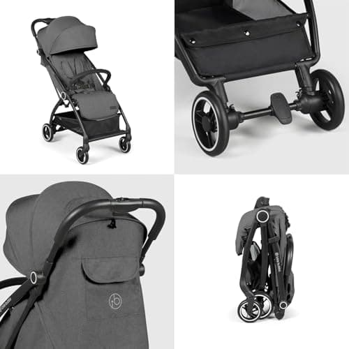 Ickle Bubba Aries Autofold Stroller – Lightweight Compact Fold Travel Pushchair, One-Hand Auto-Fold, Only 6.1kg, Birth to 22kg, Multi-Position Recline, UPF 50+ Hood (Graphite Grey) — view 6