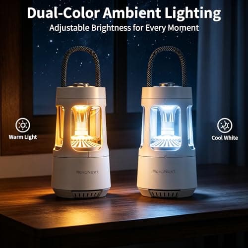 Camping Lantern Bluetooth Speaker, Outdoor Waterproof Wireless Speaker with Dual-Color Ambient Light, Bluetooth 5.3 Portable Speaker with TWS Stereo for Camping Patio Backyard (White) — view 3