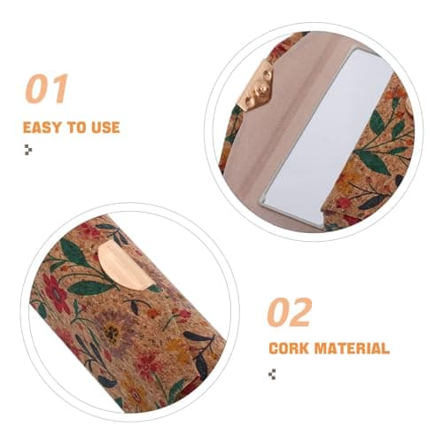 ELEOUTI Lipstick Holder Organizer with Spacious Capacity Cork Material Built-in Mirror Vintage Style Portable Lipstick Storage for Car and Travel — view 3