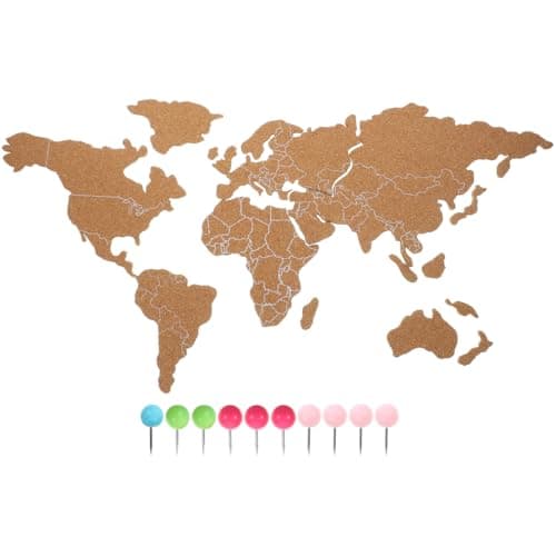 STOBOK Self-Adhesive Cork Board World Map Wall Art Decoration Pin Board for Home Travel Office Wall Decor