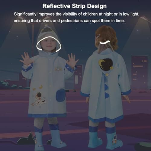 Hovkib Kids Raincoat Toddler Rain Poncho Girls Boys Waterproof Rain Jacket Lightweight Rain Cover for 2-9 Years — view 4
