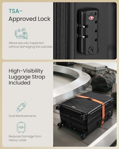 SONGMICS Hard Shell Suitcase, ABS Luggage Trolley with TSA Lock, 28 Inch — view 5