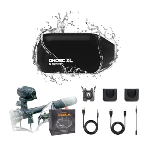 DRIFT Ghost XL Motorbike Action Camera 9hr Battery Record Your Entire Ride 140°POV 300°Rotating Lens IPX7 Waterproof 12MP APP Control Easy Mount Everywhere Fit for Helmet, Bicycle