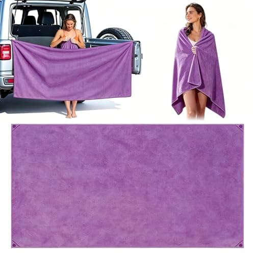 Indrnif Outdoor Magnetic Bath Towel 190 X 80 cm,Quick-Dry Sand-Resistant Beach Towel with Magnetic Closure,Oversized Microfiber Bath Towel for Travel, Swimming, Pool, Yoga, Hiking, Camping (purple)