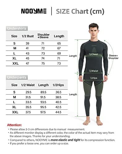 NOOYME Men's Thermals Base Layers Ski Compression Top & Bottoms Set — view 6