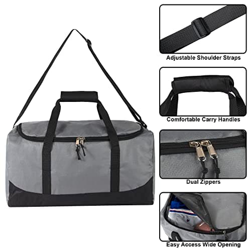 20 Inch, 40 Liter Duffel Bag for Men, Women, Teens – Travel Weekender Overnight Carry-on Shoulder Duffel Tote Bag (Grey) — view 2