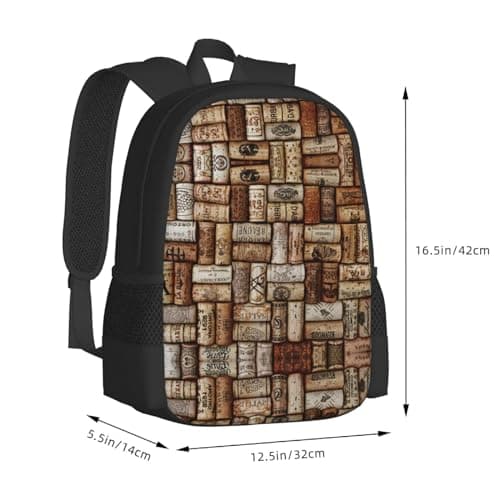 DRTGEDS Snake Skin Black And White Backpack For Men Women, Canvas Shoulder Rucksack Carry-On Travel Backpack, Wine Cork, One Size — view 3