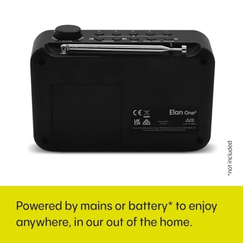 Pure Elan One2 portable DAB+/FM radio with Bluetooth 5.1 (LCD display, 10 preset buttons, can run with 4xAA batteries) Charcoal Black — view 6