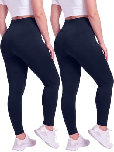 Love My Fashions® Womens Thermal Lined High Waisted Leggings for Women UK Pack of 2 Tummy Control Seamless Soft Warm Casual Winter Pants Navy Blue