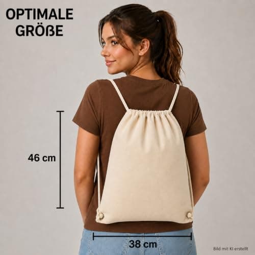 brand promotion Fabric Bag Gym Bag Cotton 38 x 46 cm - Oeko-Tex 100 Certified - Sports Bag with Drawstring - Sustainable Cotton Bag Jute Bag for Sports, School & Leisure, natural, 38x46cm — view 2