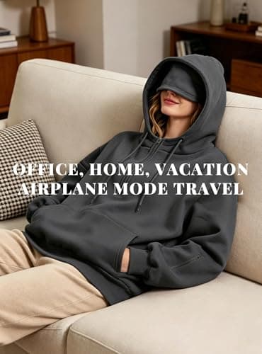 Covisoty Womens Quarter Zip Travel Hoodies with Eye Mask & Multi Pockets — view 5