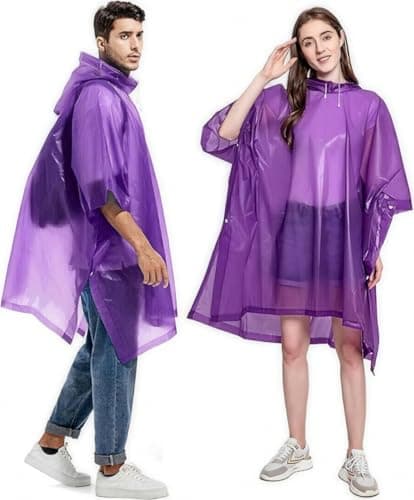 Rain Poncho for Adults, 2 Pieces Waterproof Reusable Cape with Hood