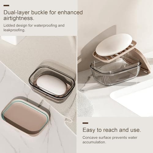 2Pcs Travel Soap Case with Lid, Portable Moisture-Resistant Holder — view 3