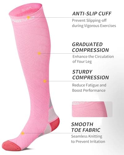 CAMBIVO Compression Socks for Women & Men 2 Pairs, Flight Socks Compression Stockings for Calf & Ankle Support, Sports, Flying, Maternity Pregnancy, Nurses, Travel — view 3