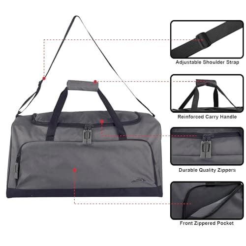 Trailmaker 55 Litre Canvas Duffle Bags for Men & Women for Traveling, the Gym, and as Sports Equipment Bag/Organizer (Grey & Black) — view 2