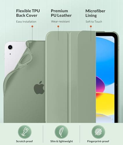 MoKo Slim Case for iPad (A16) 11th/10th Gen 2025/2022, Sage Green — view 4