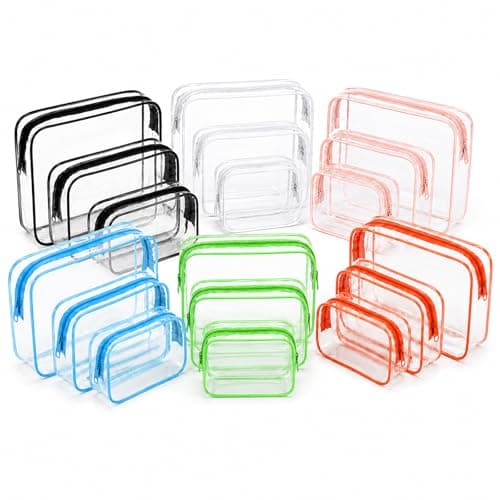 3 Pack Clear Travel Toiletry Bags, Multi-Size PVC Pouches with Strong Zip