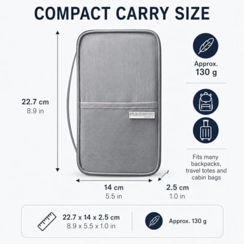 Mnixy Grey RFID Passport Holder Travel Wallet with Zipper, 4 Passport Slots — view 2