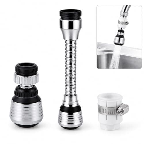 JWJDSAK 2 Pack Kitchen Tap Spray Head Set, 360° Swivel Tap Aerator with Universal Adapter, 2 Water Modes Splash Proof Faucet Extender for Kitchen Sink Bathroom Taps