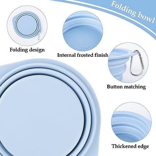 Pack of 2 Foldable Travel Bowls, Leak-Proof Dog Bowls, Foldable Silicone Water Bowl for Dogs on the Go and Pets for Water and Food (Pink, Blue) — view 3