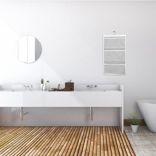 DIYEAH Hanging Mesh Shower Organizer White 6 Pocket Storage Bag — view 5