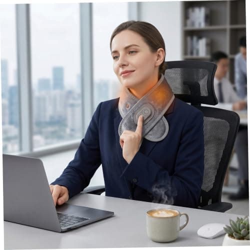 Heated Neck Wrap, USB Powered Electric Massager with 3 Temperatures Wireless Neck Warmer for Muscle Relaxation Shoulders Home Office Travel Winter, Gray. — view 2