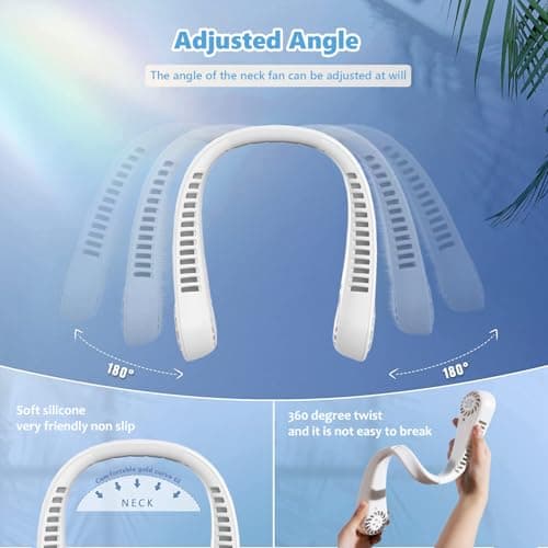 Portable Neck Fan, Personal Neck Fans USB Rechargeable 5-Speeds Personal Fan, Hands Free Bladeless Mini Fan with 360°Cooling Airflow, Wearable Fans for Travel, Outdoor, Home, Office, School, Camping — view 3