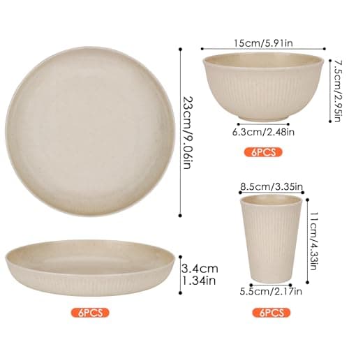 Plastic Dinner Sets for 6 People,18pcs Camping Plates and Bowls Set, Reusable Picnic Set Unbreakable Plates, Cups, Bowls for Children, Adult, Party, Home — view 2