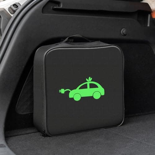 Kiuiom Large Capacity Car Hose Storage Bag,Ev Charging Cable Bag,Waterproof Portable Ev Cable Storage Bag,Ev Charger Organiser with Carry Handle Zip,for Caravan,Campervan,Square,Black — view 4