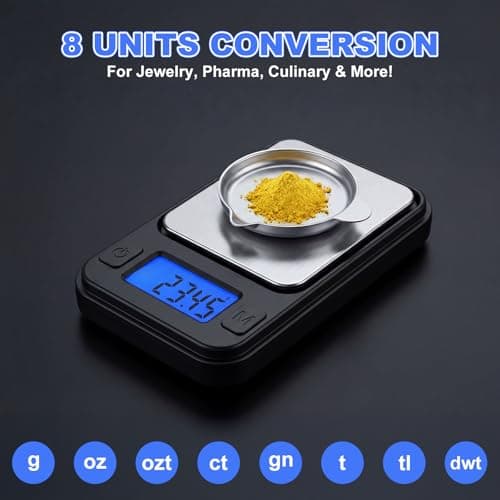 Mini Scales 0.01g/200g, Diyife Portable Precision Scale Jewellery Scales with Storage Case, Auto-Off, Backlit Lcd, 8 Units, Tare, Digital Pocket Scales for Food, Gold, Coffee, Gem (Black) — view 4