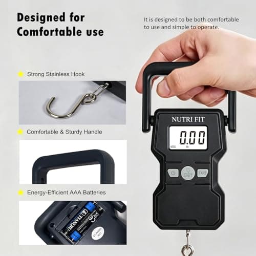 NUTRI FIT Digital Luggage Scale with Hook and Measuring Tape, Gun Grey — view 5