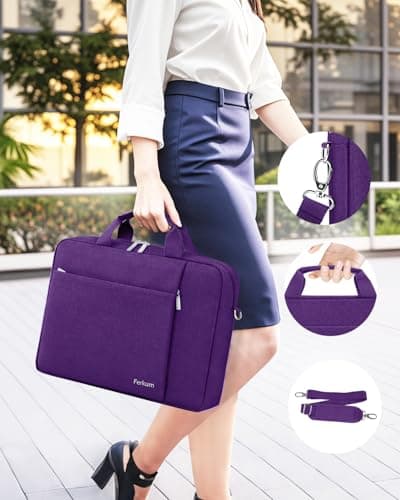Ferkurn Laptop Bag Case for Women Men, Messenger Briefcase Computer Bag with Shoulder Compatible with Macbook Pro/Air, XPS Latitude, HP Pavilion, ASUS, Acer, Samsung, Purple, 15 15.6 16 Inch — view 5