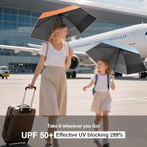 Ancuioyz Umbrella Mini - Portable Compact for Women & Men, Lightweight for Rain or Shine, Travel-Friendly Sun Protection (Phoenix beige) — view 5