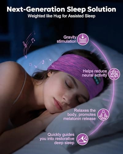 FZF Sleep Headphones Bluetooth 5.4 Headband: Soft Headphones for Sleeping, Side Sleepers, Yoga, Meditation with HD Stereo Speakers | Wireless Music Headband for Travel, Relax, Workout-Purple — view 2