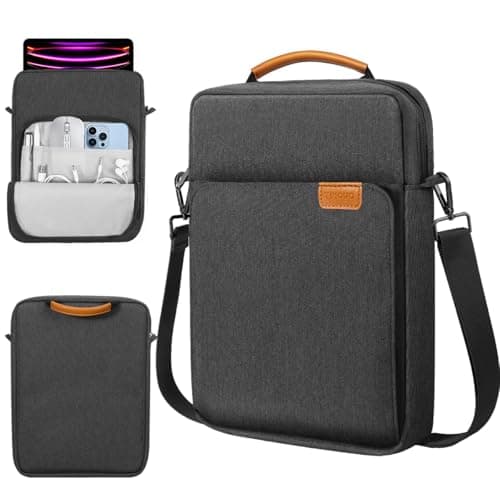 TiMOVO 13 Inch Tablet Sleeve with Shoulder Strap, Black & Gray