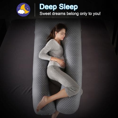 SHANNA Pregnancy Pillow for Sleeping, U Shaped Full Body Pillow Pregnancy Pillows, Maternity Pillow Support for Back, Hips, Legs for Pregnant Women, With Washable Cover (Striped Grey) — view 4