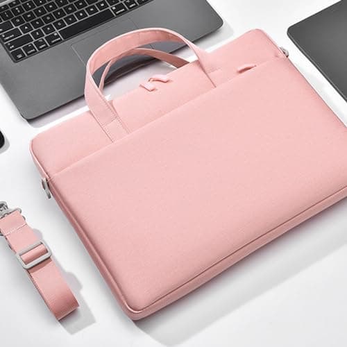 ENEN Laptop Bag, 15.6 Inch Laptop Case Laptop Sleeve With Padded Strap and Airbag Laptop Bags for Women Men, Laptop Handbags for Business, School, Office (15.6 inches,Pink) — view 2