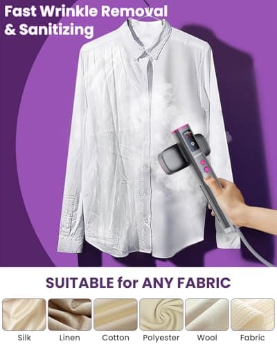GROBELL Travel Garment Steamer for Clothes: 100V-220V Dual Voltage Hand Portable Hand Held 2 In 1, 20s Smart Fast Heat Up Handheld Clothing Steamer, 4 Modes with LED Display, Global Travel Size — view 4