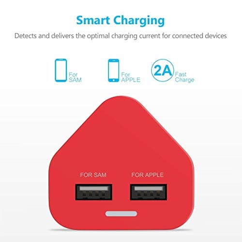 USB Plug Charger, Multi Port USB Charger Plug Adapter 2.1A Compatible with Nokia/Fire Tablet/Huaweii/iOSiPad/Kindle/Smart Watches/Motorola/Airpods/Samsung/iOSiPhone/HTC — view 4