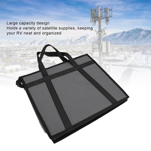 Satellite Carry Case, Outdoor Travel Bag for Mini Canvas Satellite Dish Storage Bag Handbag for Outdoor Travel RV and All Accessories — view 3